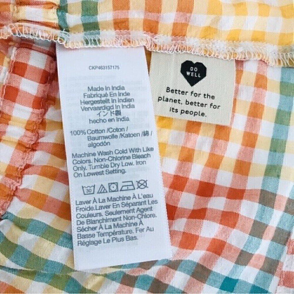 New! Madewell Rainbow Gingham Check Gauzy Top Seersucker Sophia Peplum Tank - Picture 9 of 10